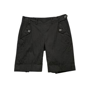 Robert Rodriguez Shorts Womens 10 Black Linen Cotton Blend Lined Pockets Bermuda